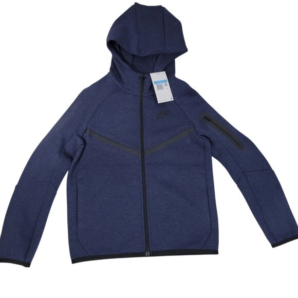 Nike Sportswear Big Kids Tech Fleece Full Zip Hoodie Size Medium 10-12 Yrs Blue - Picture 1 of 14